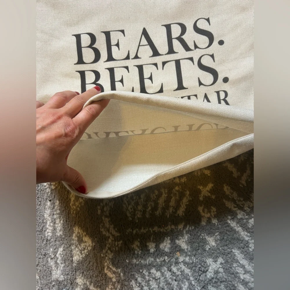 Cream Pillow Cover with Black Text